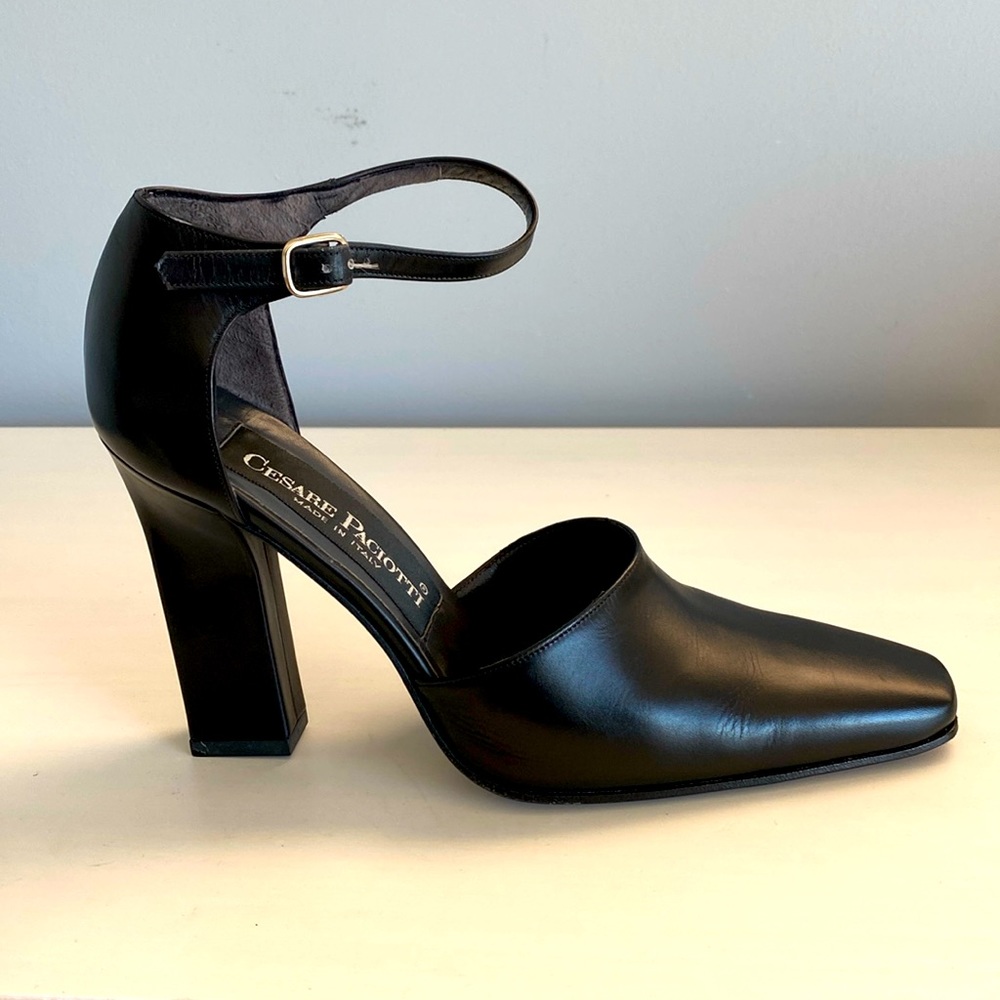 Cesare Paciotti Black Leather ankle strap Pumps Women’s US 7, New